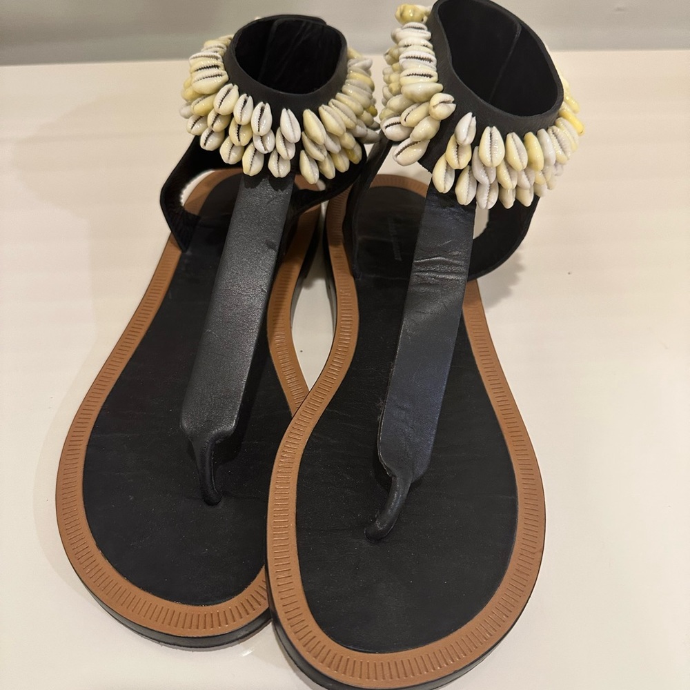 Isabel Marant Jean Shell Embellished Leather Sandals